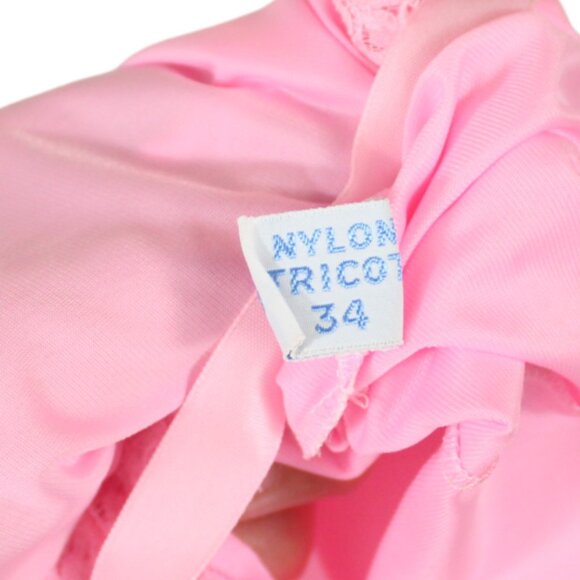 Harvey Woods Slip Bubble Gum Pink Lace Nylon Dress Size 34 Midi Barbiecore SP62 - Picture 9 of 9